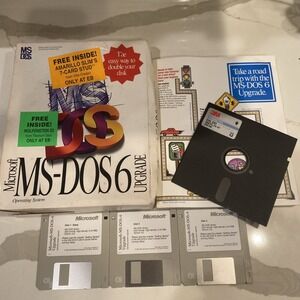 Microsoft MS-DOS 6 Upgrade OS Vintage PC Software Boxed Discs Set